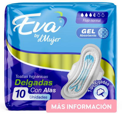 Eva Toallas Delgadas Con Alas, 10 unidades