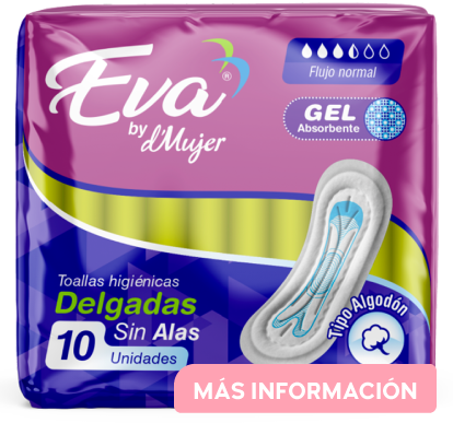 Eva Toallas Delgadas Sin Alas, 10 unidades