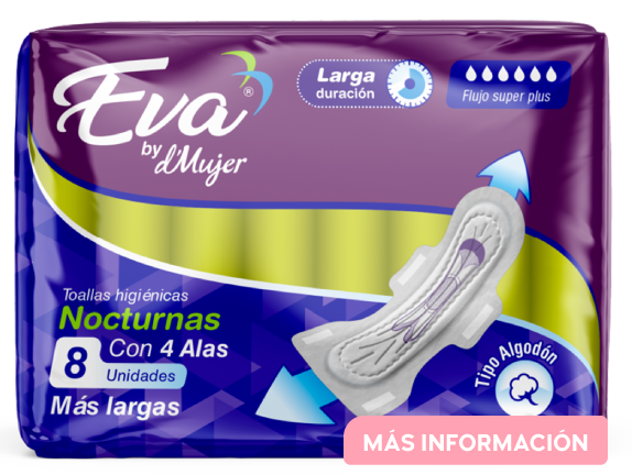 Eva Toallas Nocturnas Con 4 Alas, 8 unidades