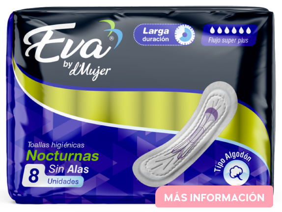 Eva Toallas Nocturnas Sin Alas, 8 unidades